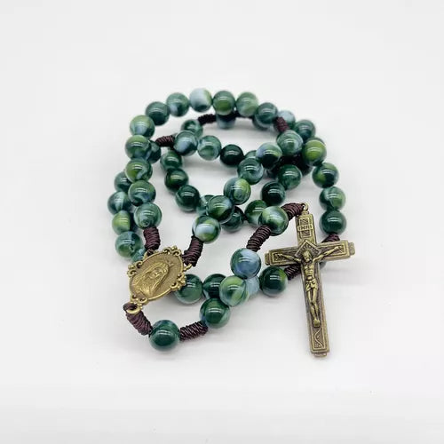 Amen Artisan Vintage Antique Blue Cross Woven Prayer Necklace