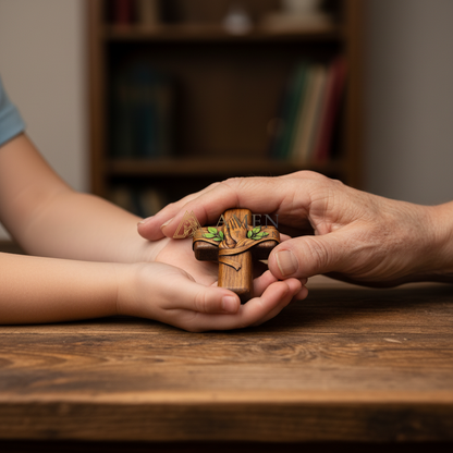 Handmade Pocket Prayer Wooden Cross Amen Artisan