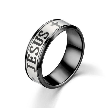 Jesus Cross Titanium Steel Ring Amen Artisan