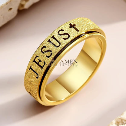 Rotating Matte Jesus Ring Amen Artisan