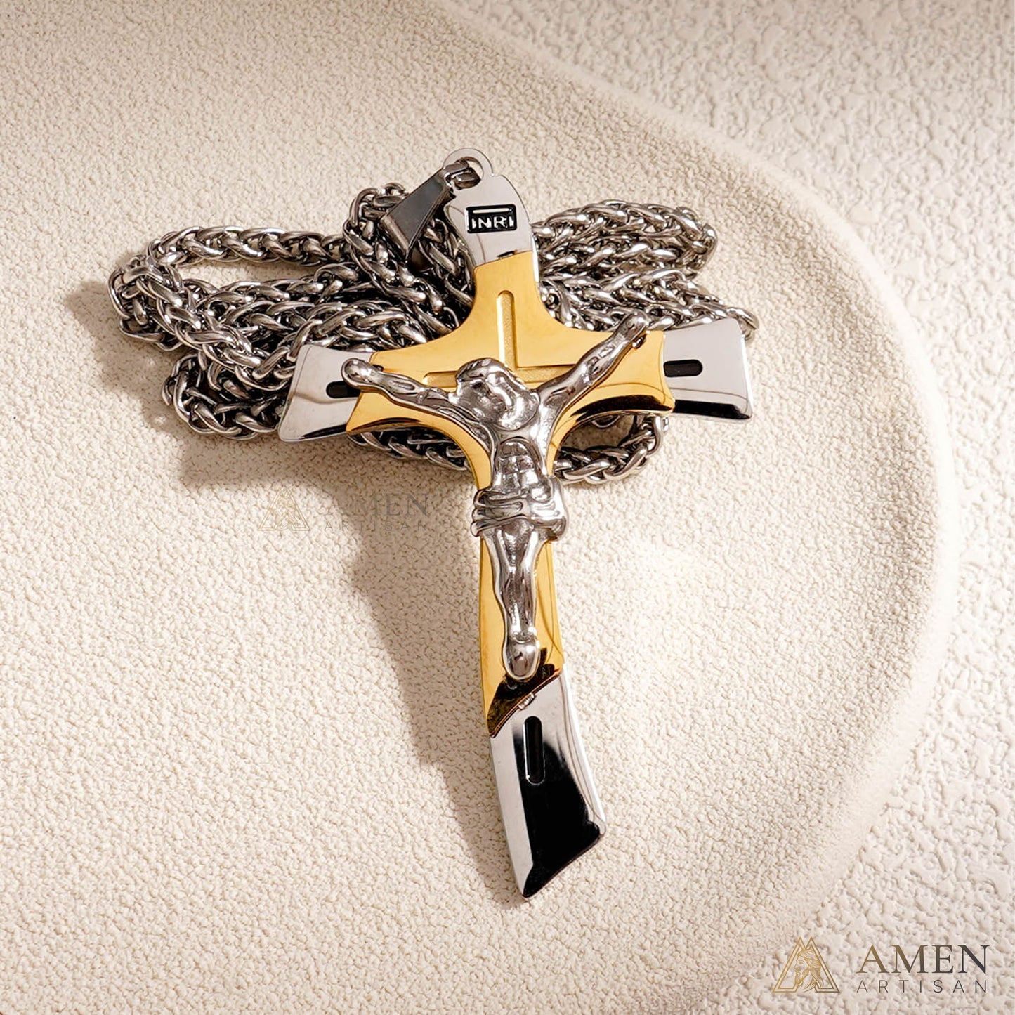 【Deal Today】Two-Tone Jesus Crucifix Necklace - Faith & Redemption