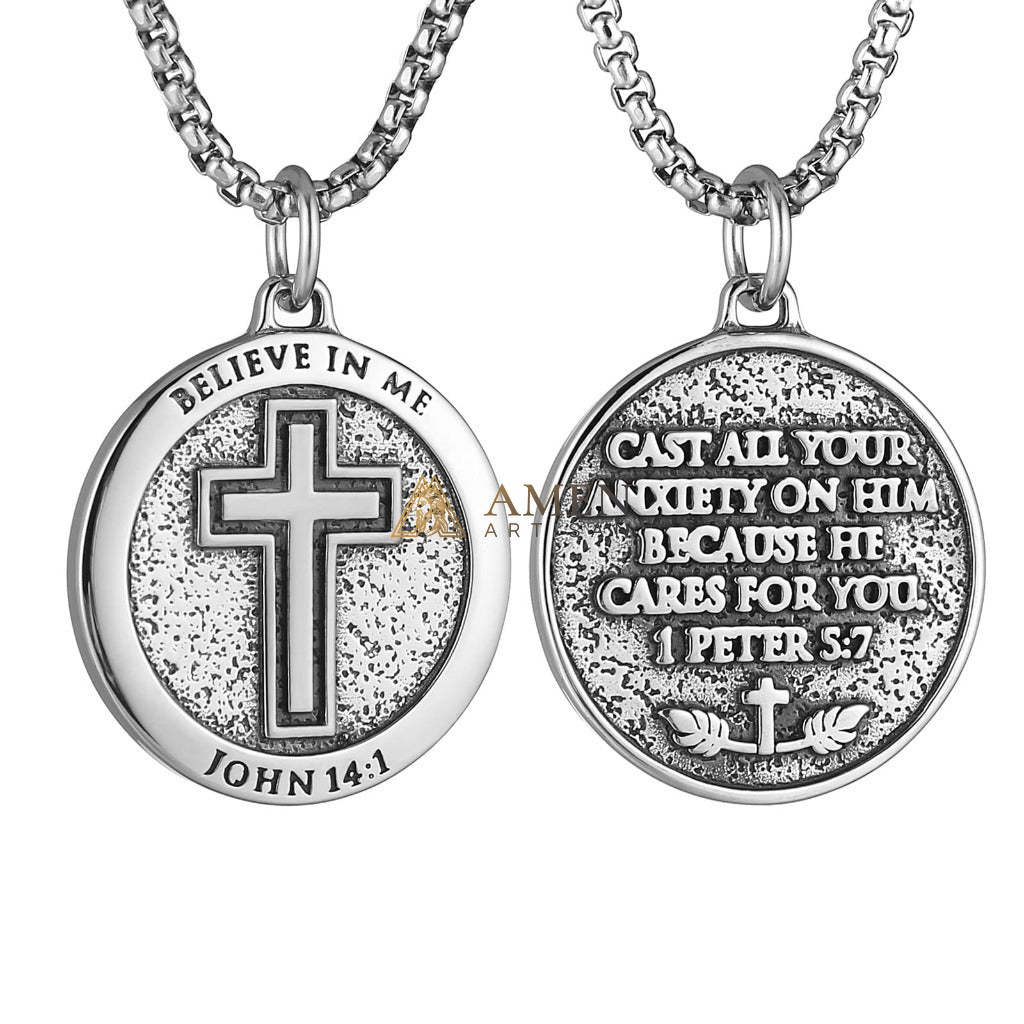 Cross Medallion Pendant Necklace Amen Artisan