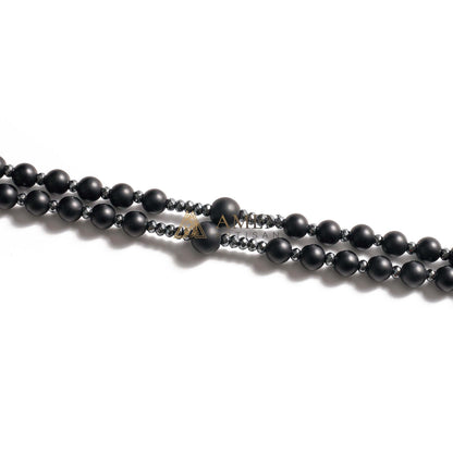 Black Onyx Cross Rosary Amen Artisan