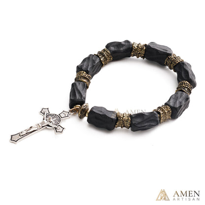 【Deal Today】Ebony Cross Bracelet – Faith, Strength & Protection |  Amen Artisan
