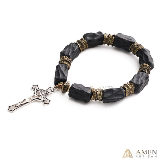 【Deal Today】Ebony Cross Bracelet – Faith, Strength & Protection |  Amen Artisan