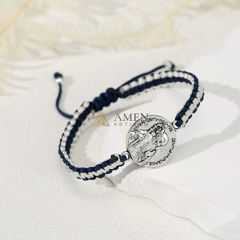 Jesus Portrait Pendant Braided Bracelet Amen Artisan