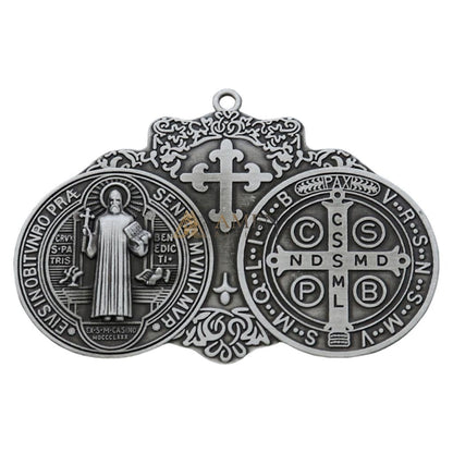 Saint Benedict Double Medallion Pendant Ornament  Amen Artisan