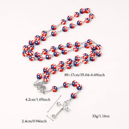 Flag Rosary with Saint Michael Medal Amen Artisan