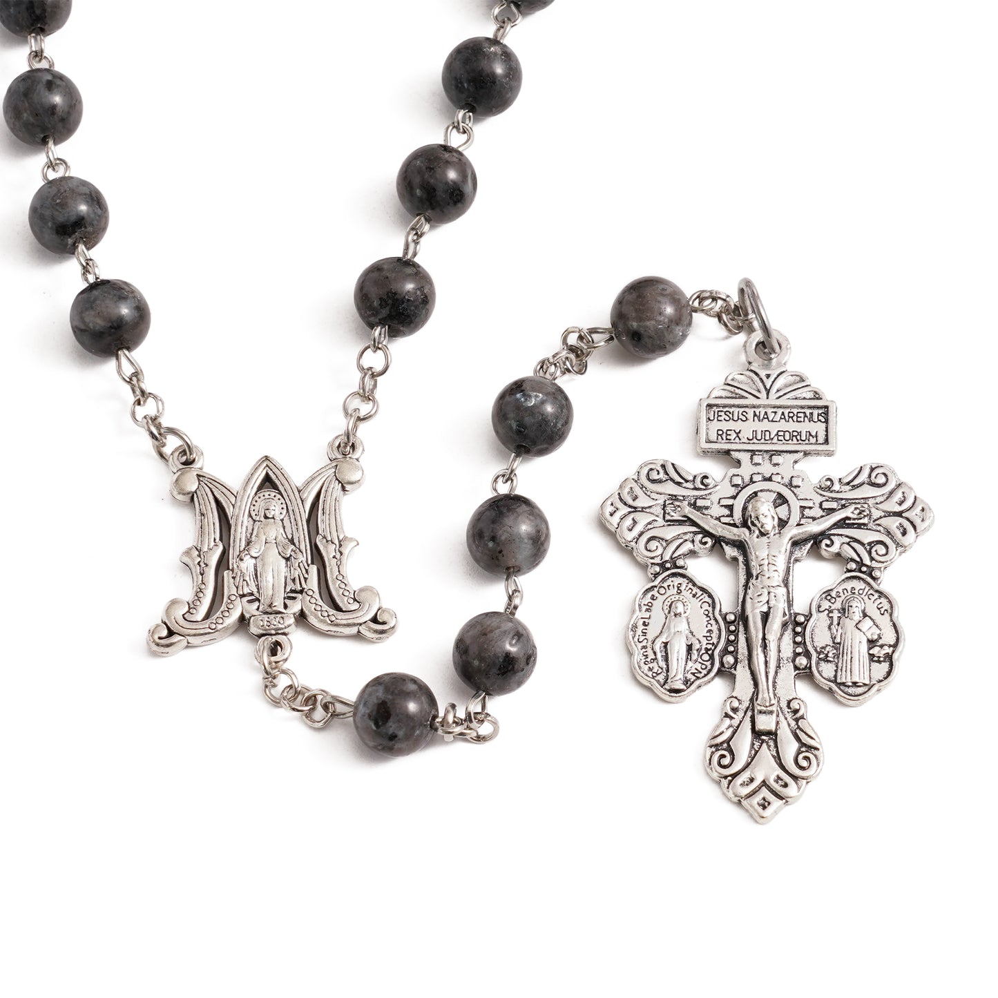 Labradorite Miraculous Medal Rosary Amen Artisan
