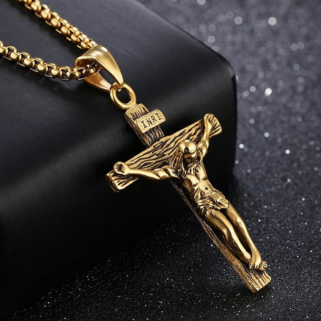 INRI Jesus Crucifix Necklace with Detailed Pendant — Faith