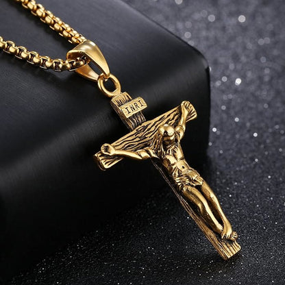 INRI Jesus Crucifix Necklace with Detailed Pendant — Faith