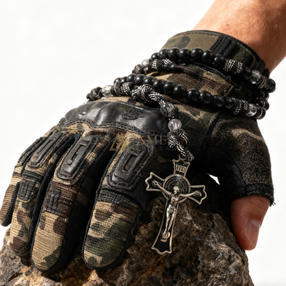 【Deal Today】Tactical Paracord Rosary — Matte Black Beads, Military-Grade Strength, Warrior’s Faith
