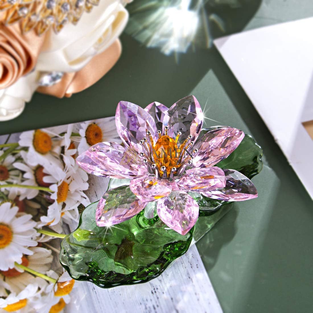 Crystal Lotus Statue Amen Artisan