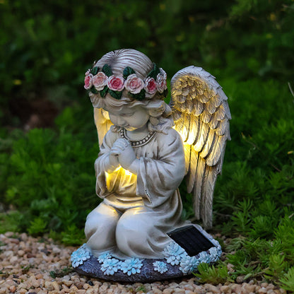 Solar Flower Fairy & Angel Garden Sculpture | Outdoor Patio Light Decor, Enchanted LED Ornament