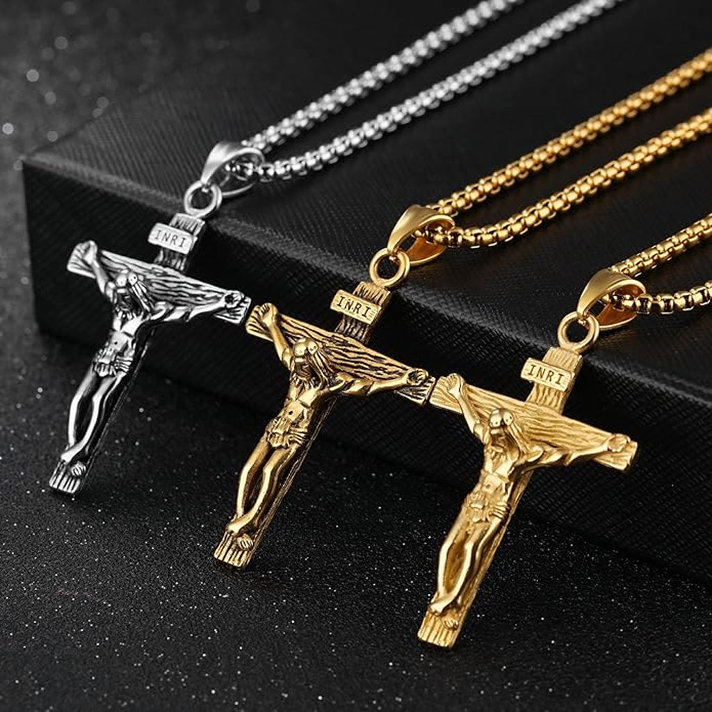 INRI Jesus Crucifix Necklace with Detailed Pendant — Faith