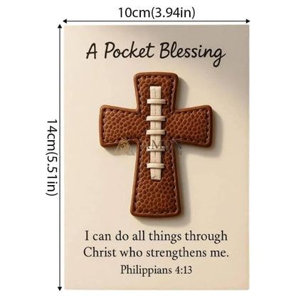 Handmade Leather Football Cross Sports Ornament Amen Artisan