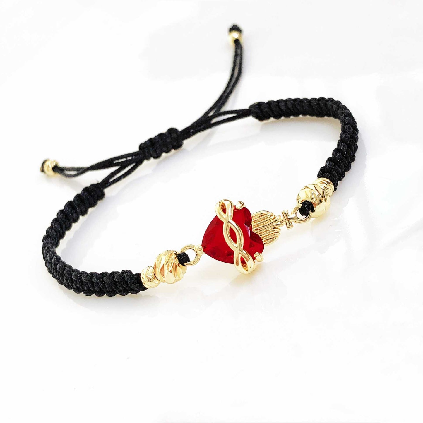 Burning Sacred Heart Red String Adjustable Bracelet Amen Artisan