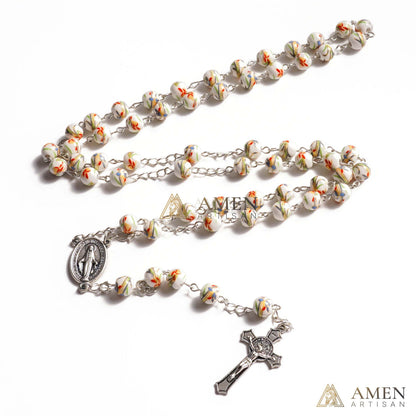 Daylily Ceramic Rosary Amen Artisan