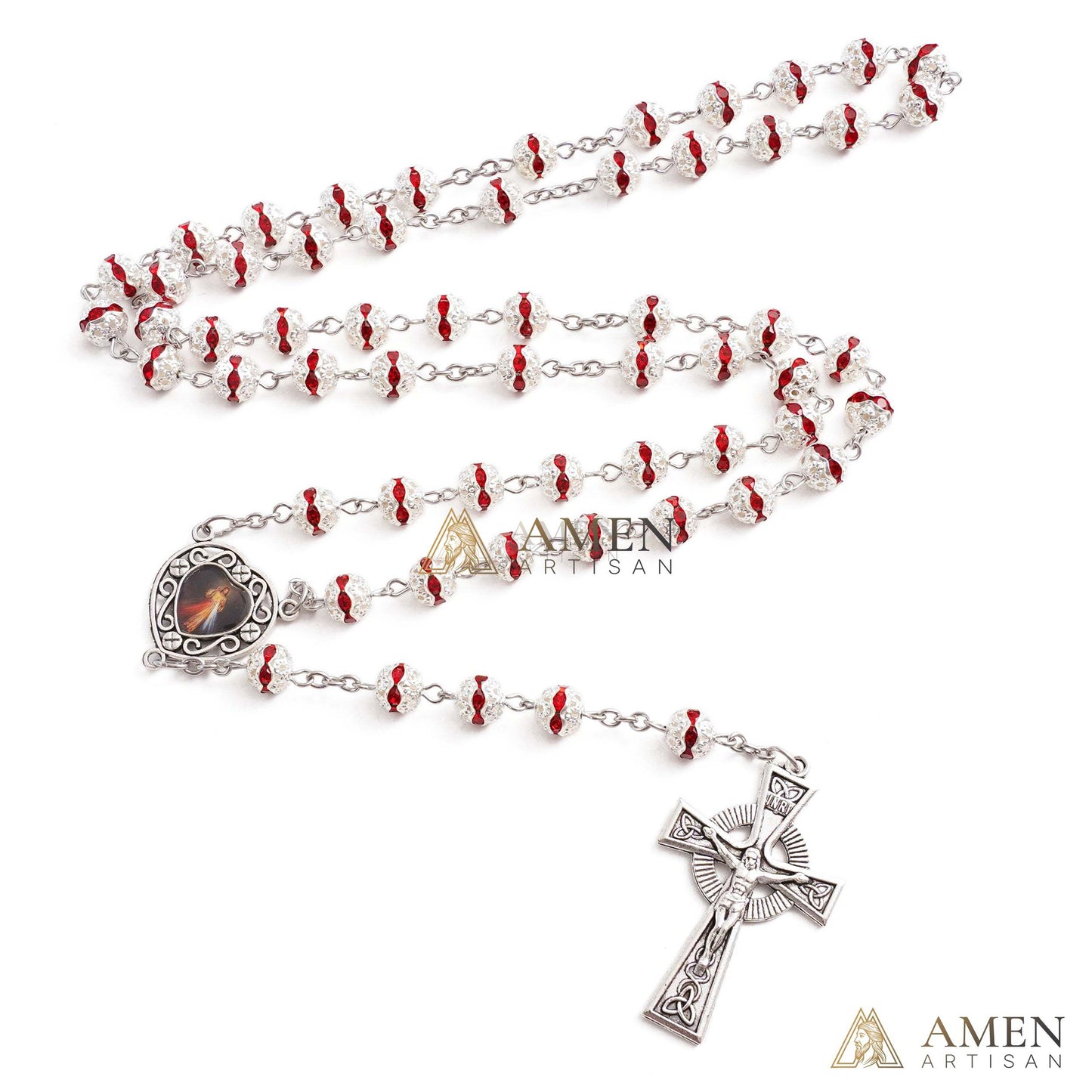 Alloy&Zirconia Bead Crucifix Rosary