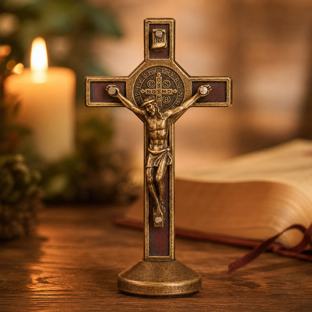 St. Benedict Standing Crucifix — A Prayerful Reminder of Peace and Protection