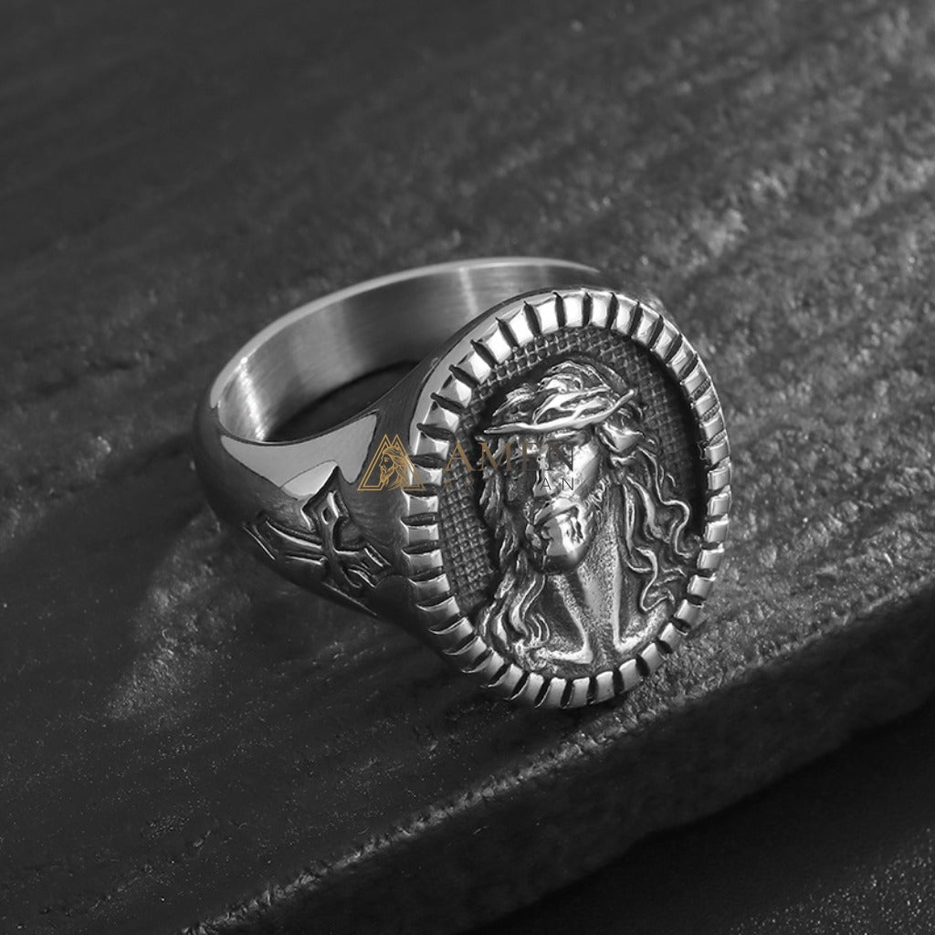 Jesus Crown of Thorns Signet Ring Amen Artisan