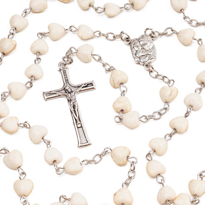 White Turquoise Heart Rosary