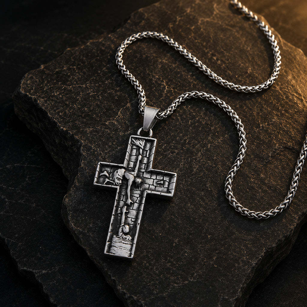 Vintage Cross Pendant Necklace Amen Artisan
