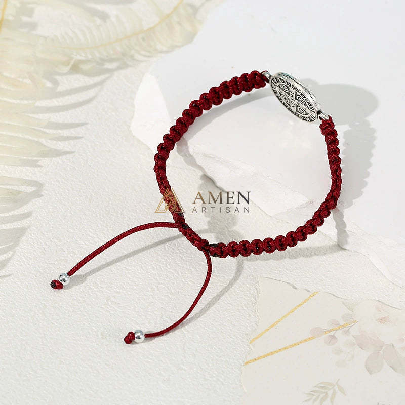 Jesus Portrait Pendant Braided Bracelet Amen Artisan