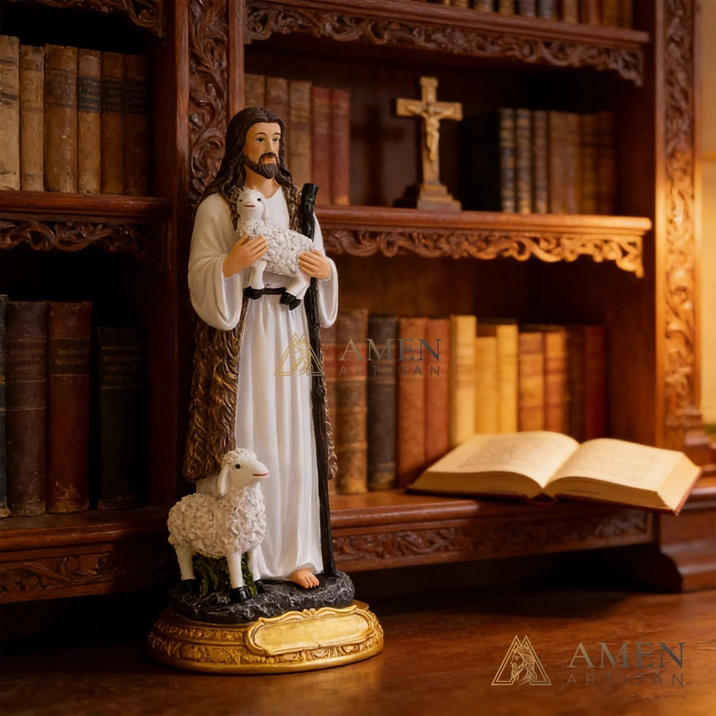 Jesus the Good Shepherd Statue Amen Artisan