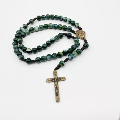 Amen Artisan Vintage Antique Blue Cross Woven Prayer Necklace