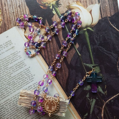 Amen Artisan Colorful Round Bead Cross Prayer Necklace