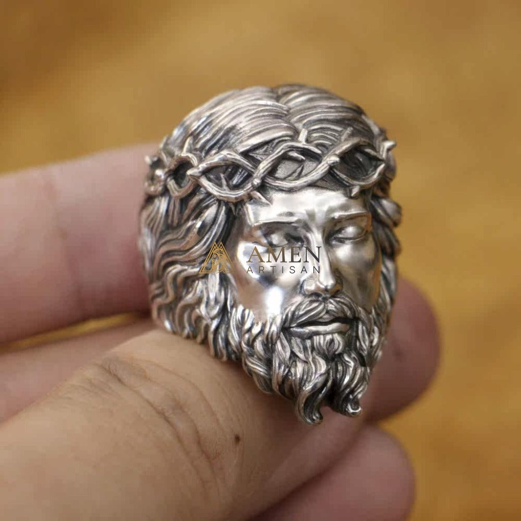 925 Sterling Silver Crown of Thorns Ring Amen Artisan