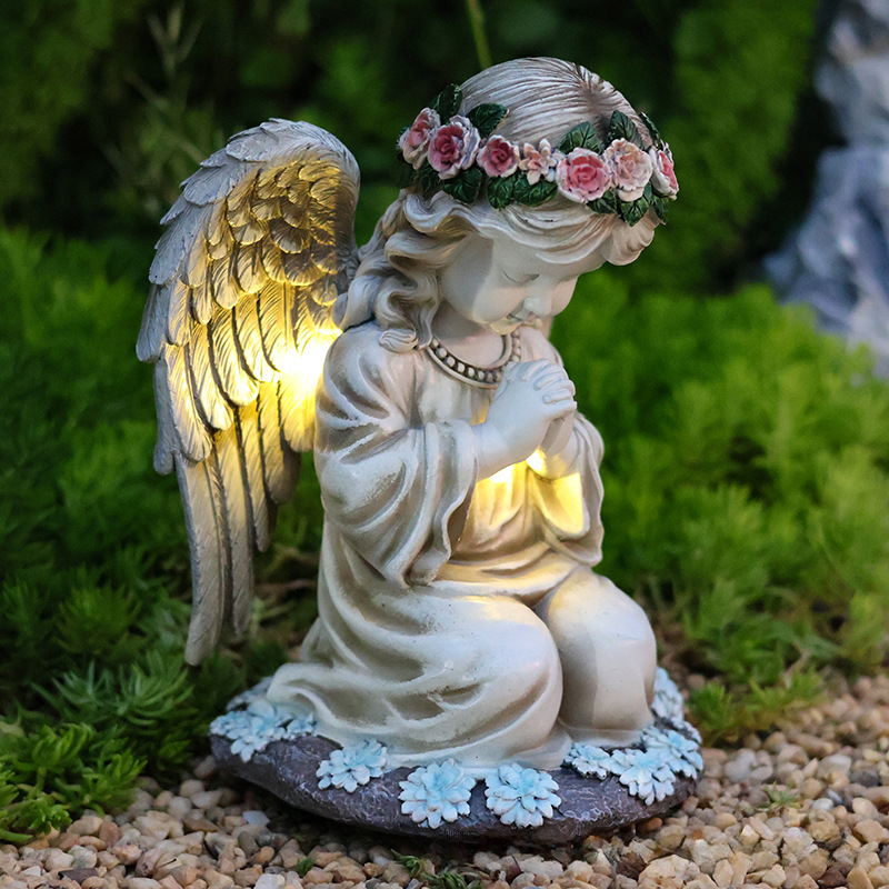 Solar Flower Fairy & Angel Garden Sculpture | Outdoor Patio Light Decor, Enchanted LED Ornament