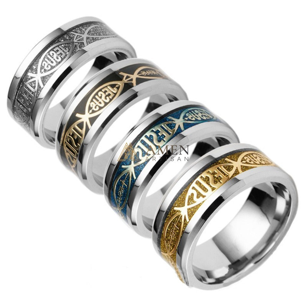 Jesus Titanium Steel Ring Amen Artisan