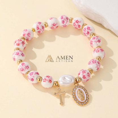 Delft Blue Beads Sacred Heart Rosary