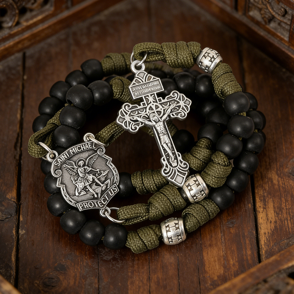 【Deal Today】Tactical Paracord Rosary – St. Michael Protection & Rugged Faith