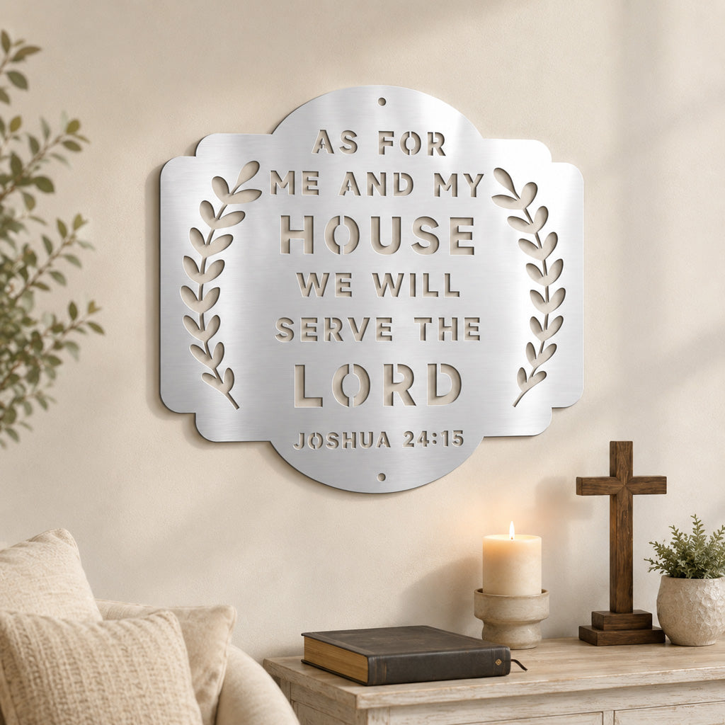 As for Me and My House Metal Wall Sign – Joshua 24:15 Christian Home Decor