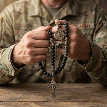 【Deal Today】St. Michael Combat Rosary Paracord Rosary – Faith & Valor Amen Artisan