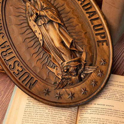 Our Lady of Guadalupe Wood Carving Amen Artisan