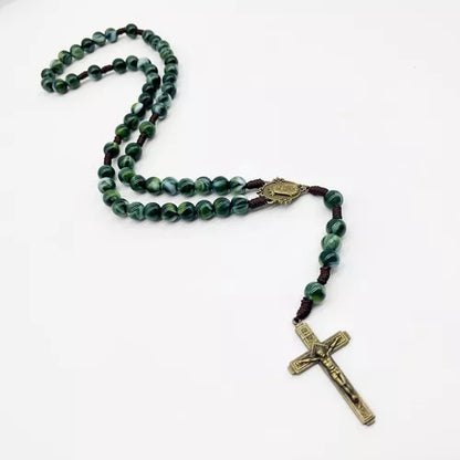 Amen Artisan Vintage Antique Blue Cross Woven Prayer Necklace