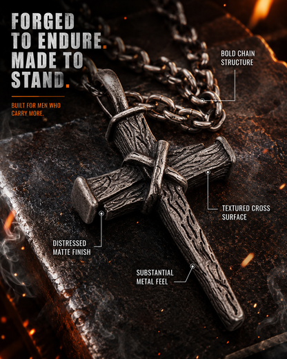 Heavy Dragon Bone Chain Cross Necklace - Resilience, Faith & Sacred Protection |  Amen Artisan
