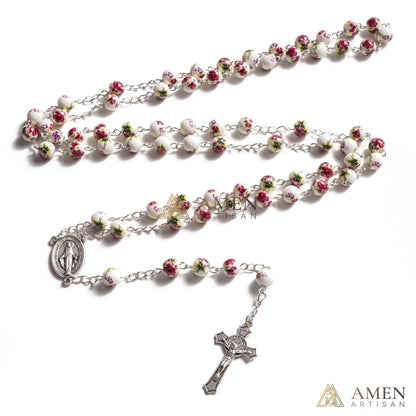 Pansy Ceramic Rosary Amen Artisan
