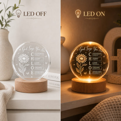 【Deal Today】Personalized Crystal Ball Night Light with Name, Birth Flower & Bible Verse — Custom Christian 3D Engraved Keepsake Gift