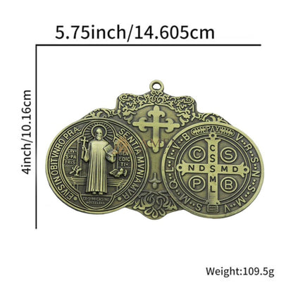 Saint Benedict Double Medallion Pendant Ornament  Amen Artisan