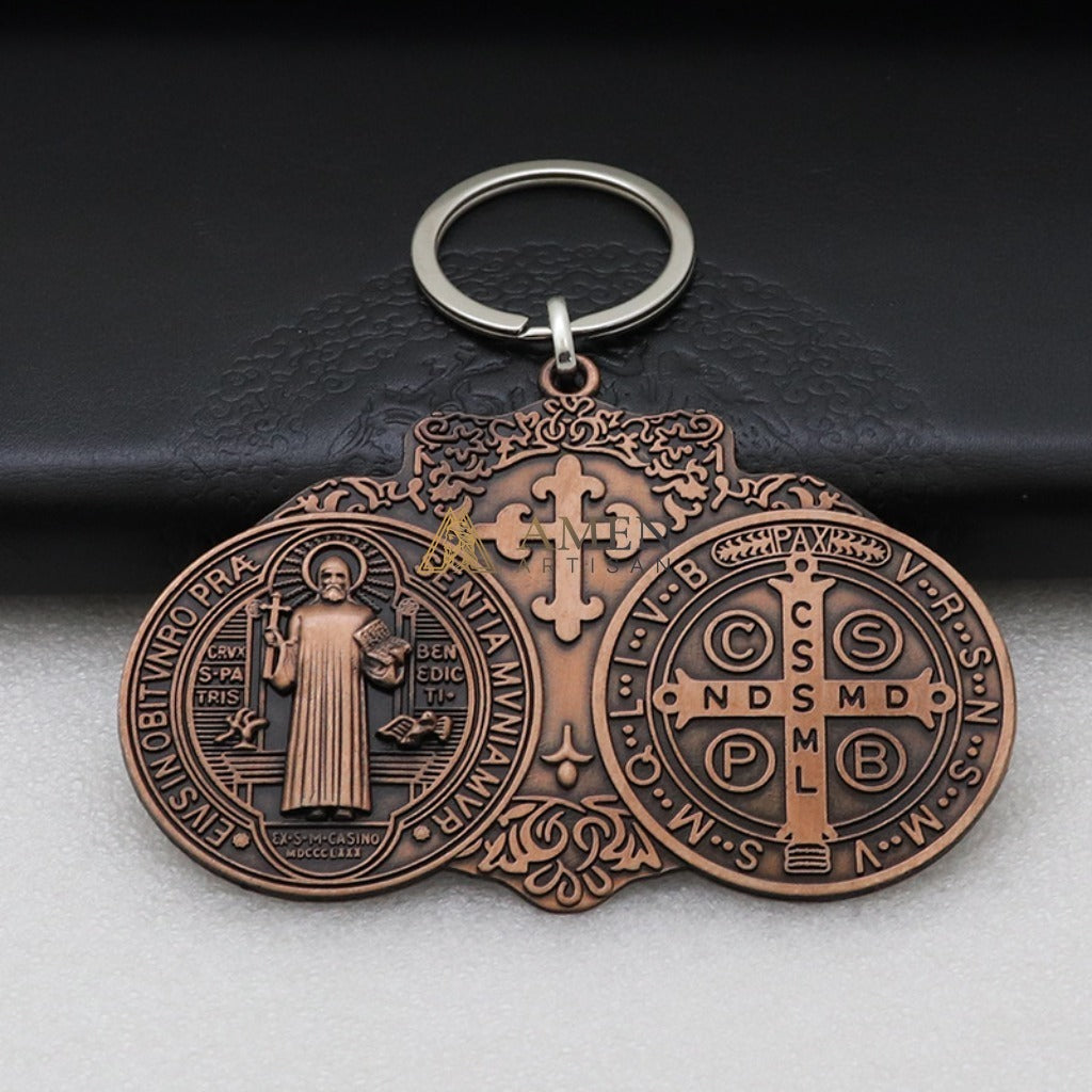 Saint Benedict Pendant  Keychain Amen Artisan