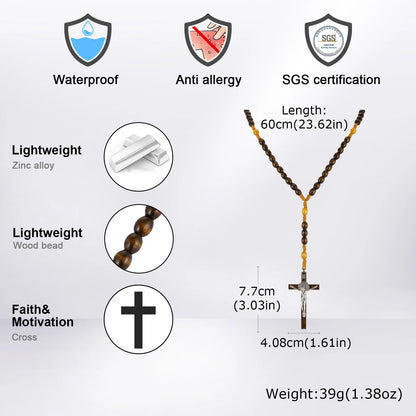 Woven Cord Wooden Rosary with St. Benedict Medal Cross - Sacred Blessing | Amen Artisan