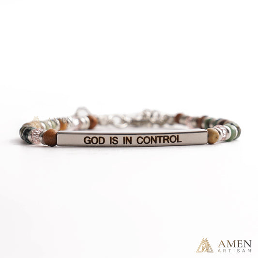 【Deal Today】Adjustable Natural Stone Bracelet with Cross | Amen Artisan