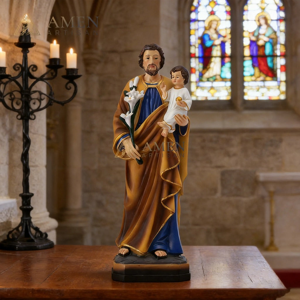 Saint Joseph with The Child Jesus Statue Amen Artisan