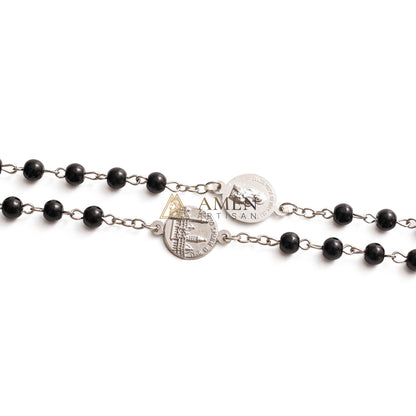 Crucifix Our Lady Black Bead Rosary
