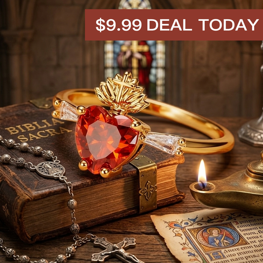 Sacred Heart of Jesus Vintage Ring – Ornate Gold Devotional Jewelry
